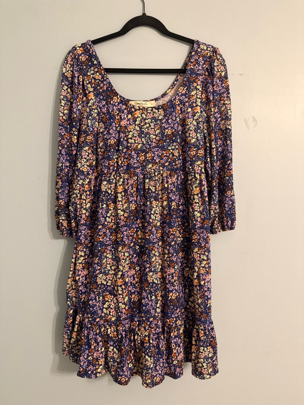 Liberty Love Navy Floral Tiered Smock Dress